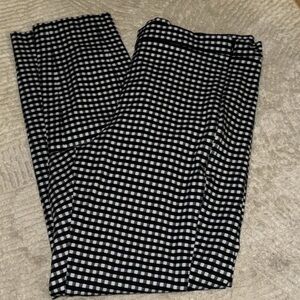 Banana Republic Devon Sz 10 plaid / checkers black white  flat front ankle pants
